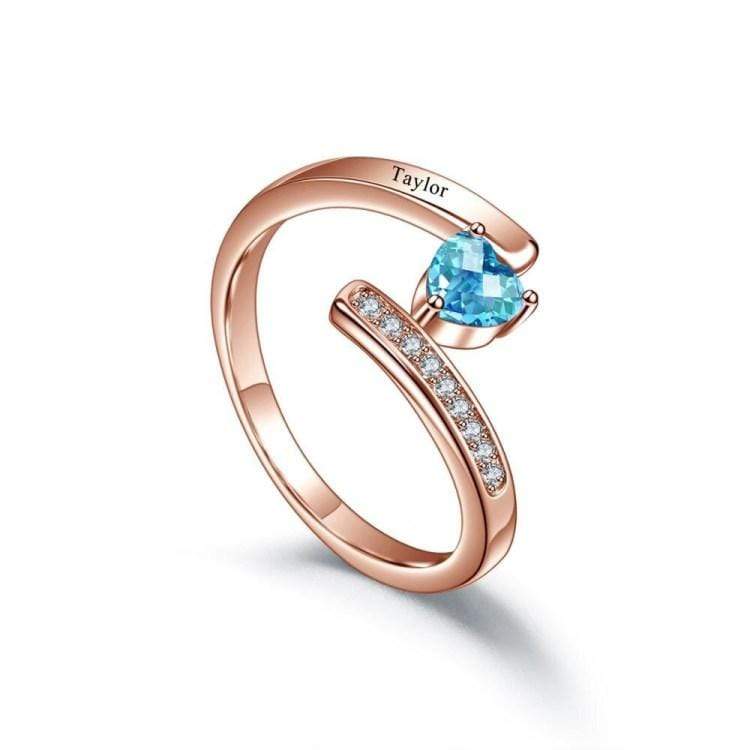 Heart Birthstone 1 Name Ring