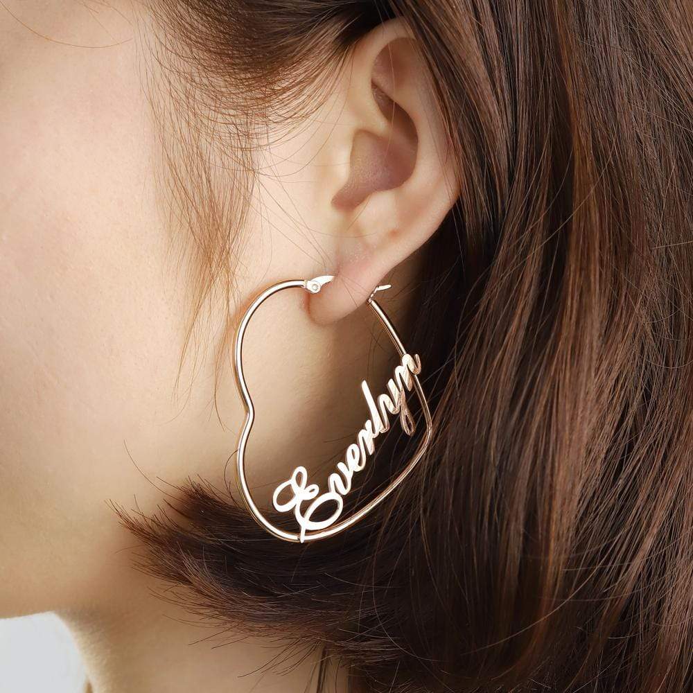 Heart Hoop Name Earrings U Shape Earring V Shape Earring