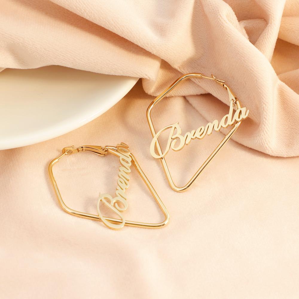 Heart Hoop Name Earrings U Shape Earring V Shape Earring