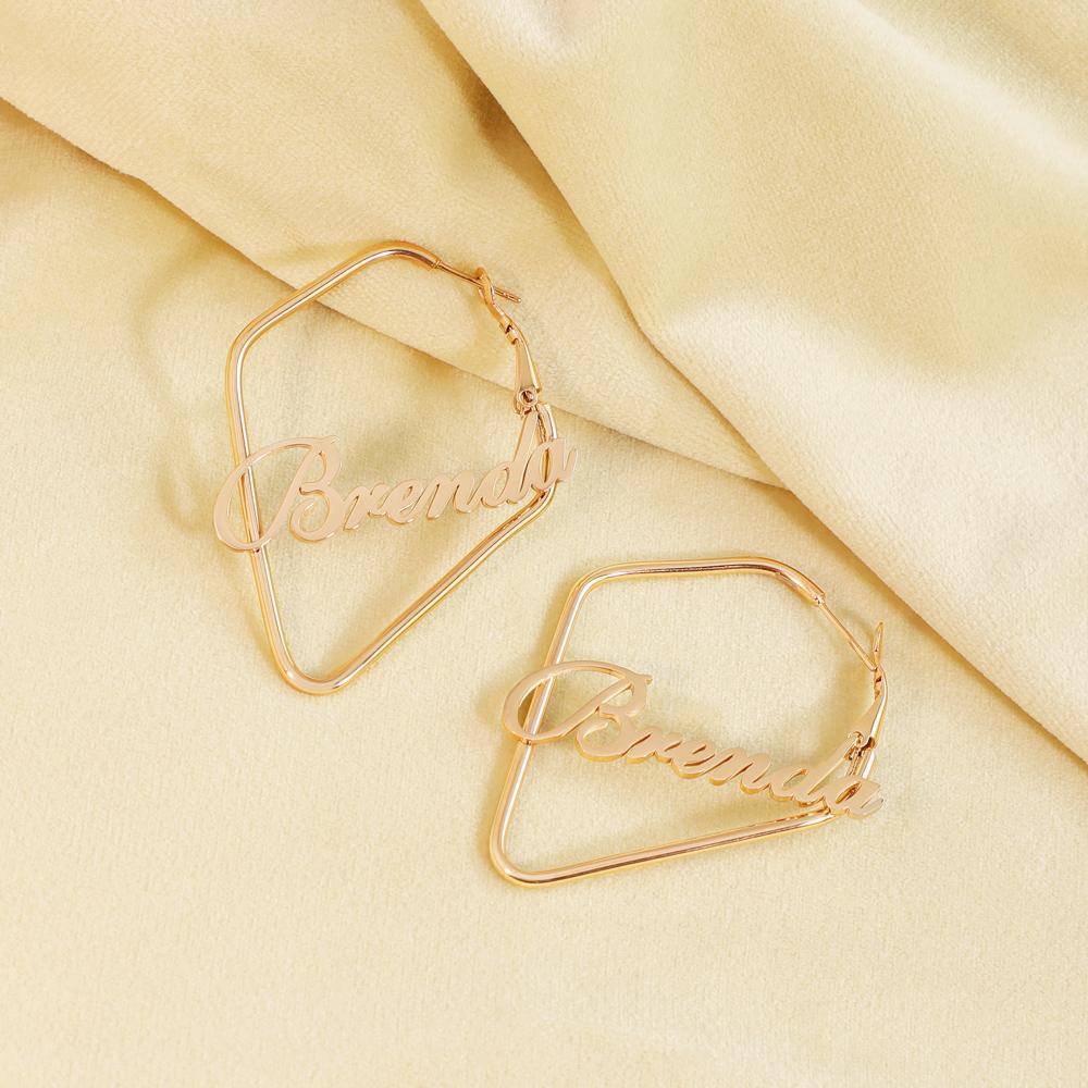 Heart Hoop Name Earrings U Shape Earring V Shape Earring