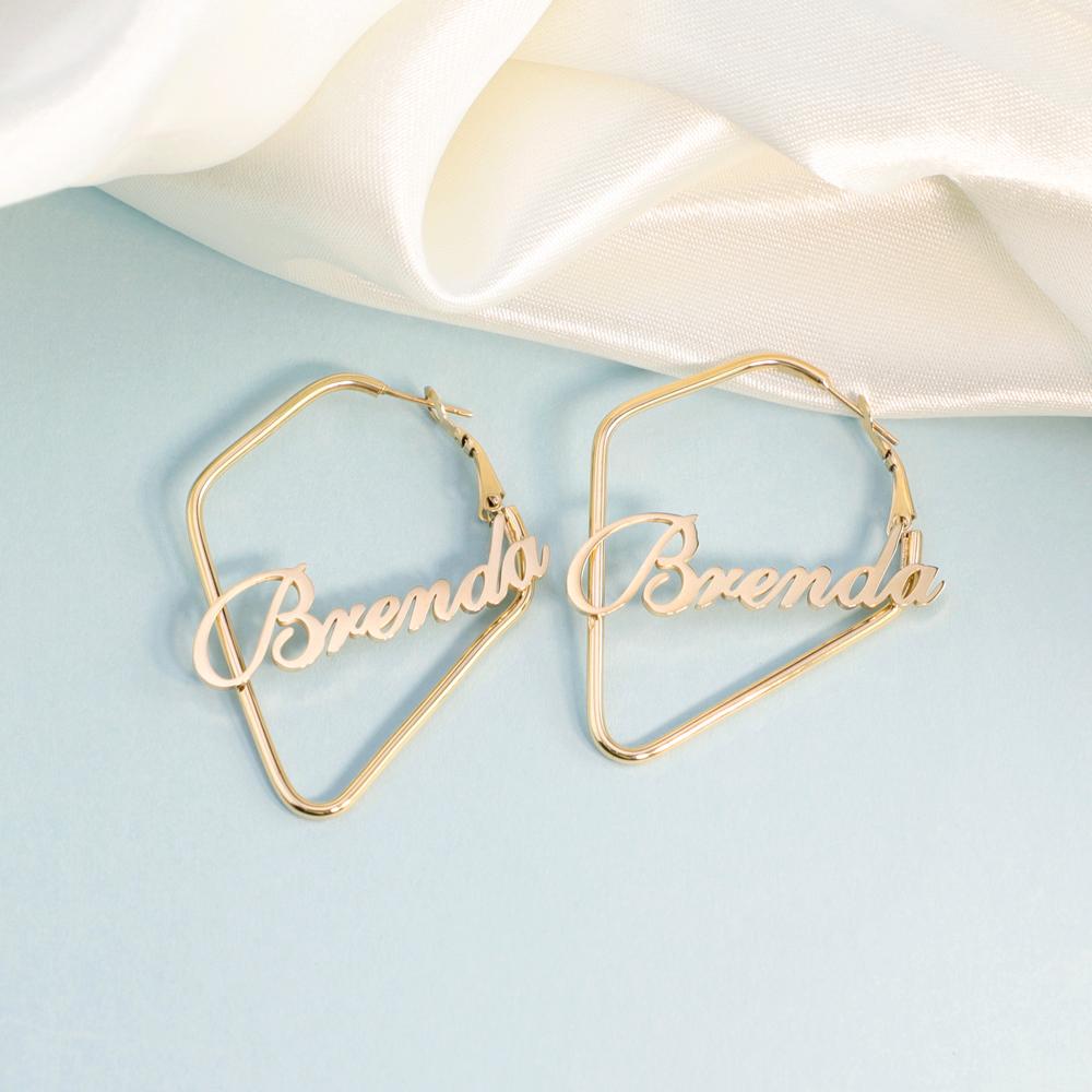 Heart Hoop Name Earrings U Shape Earring V Shape Earring