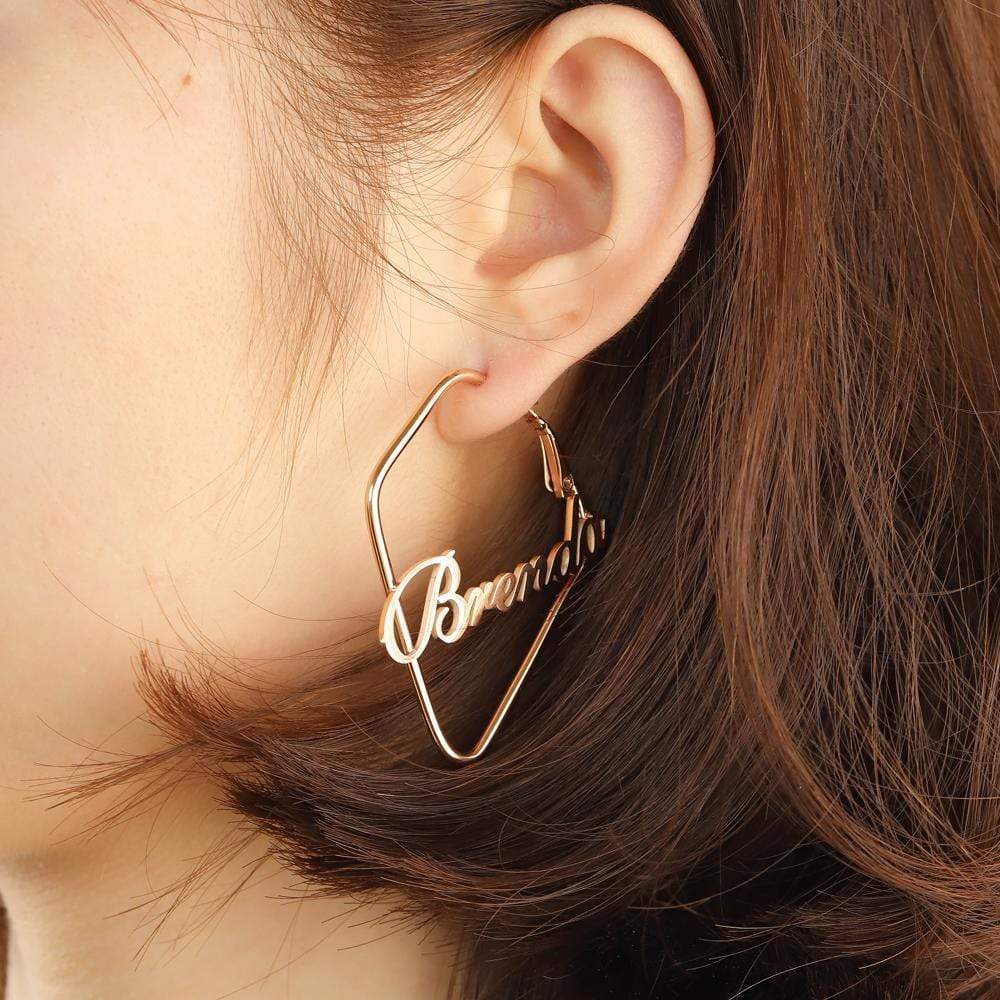 Heart Hoop Name Earrings U Shape Earring V Shape Earring