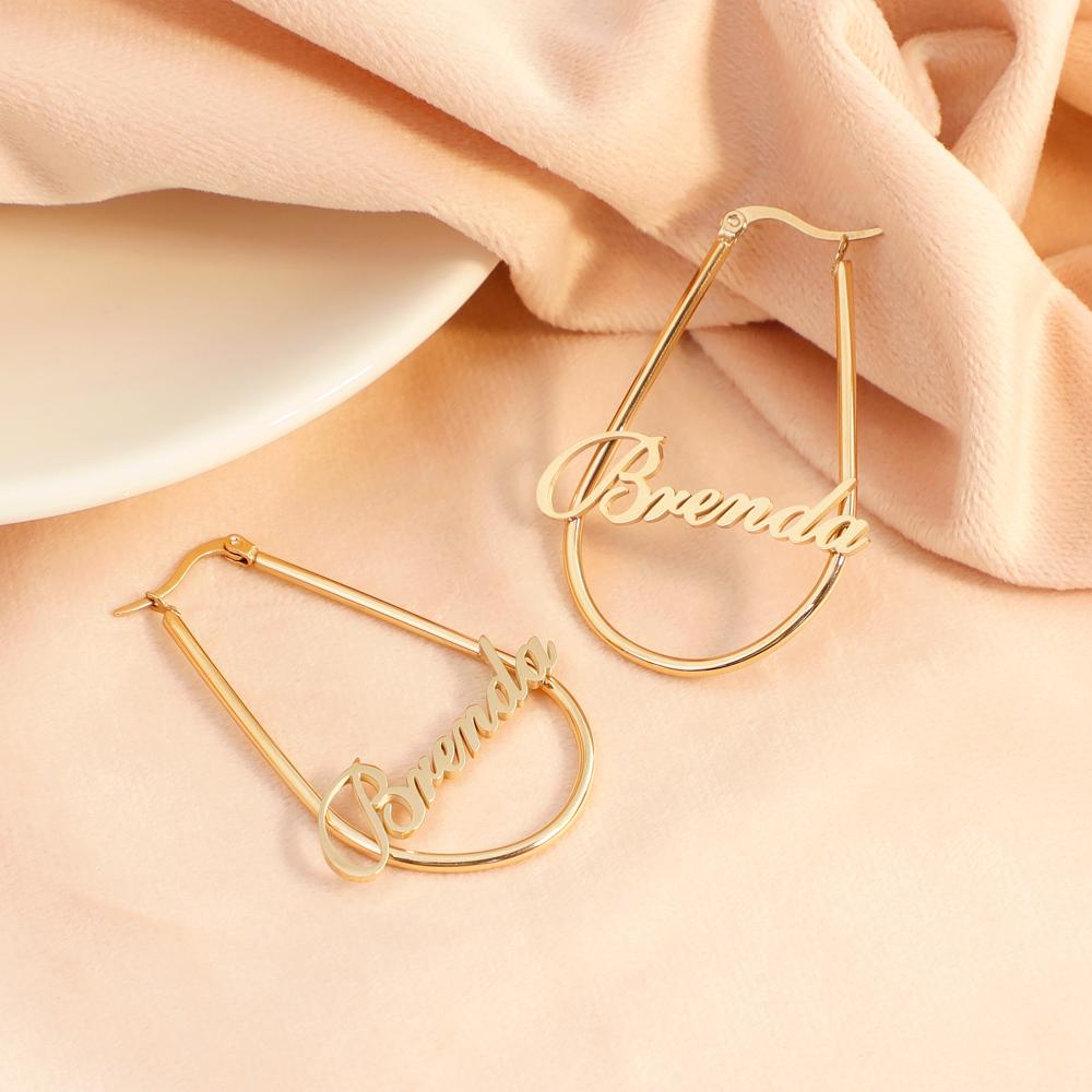 Heart Hoop Name Earrings U Shape Earring V Shape Earring