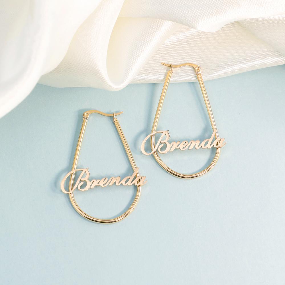 Heart Hoop Name Earrings U Shape Earring V Shape Earring