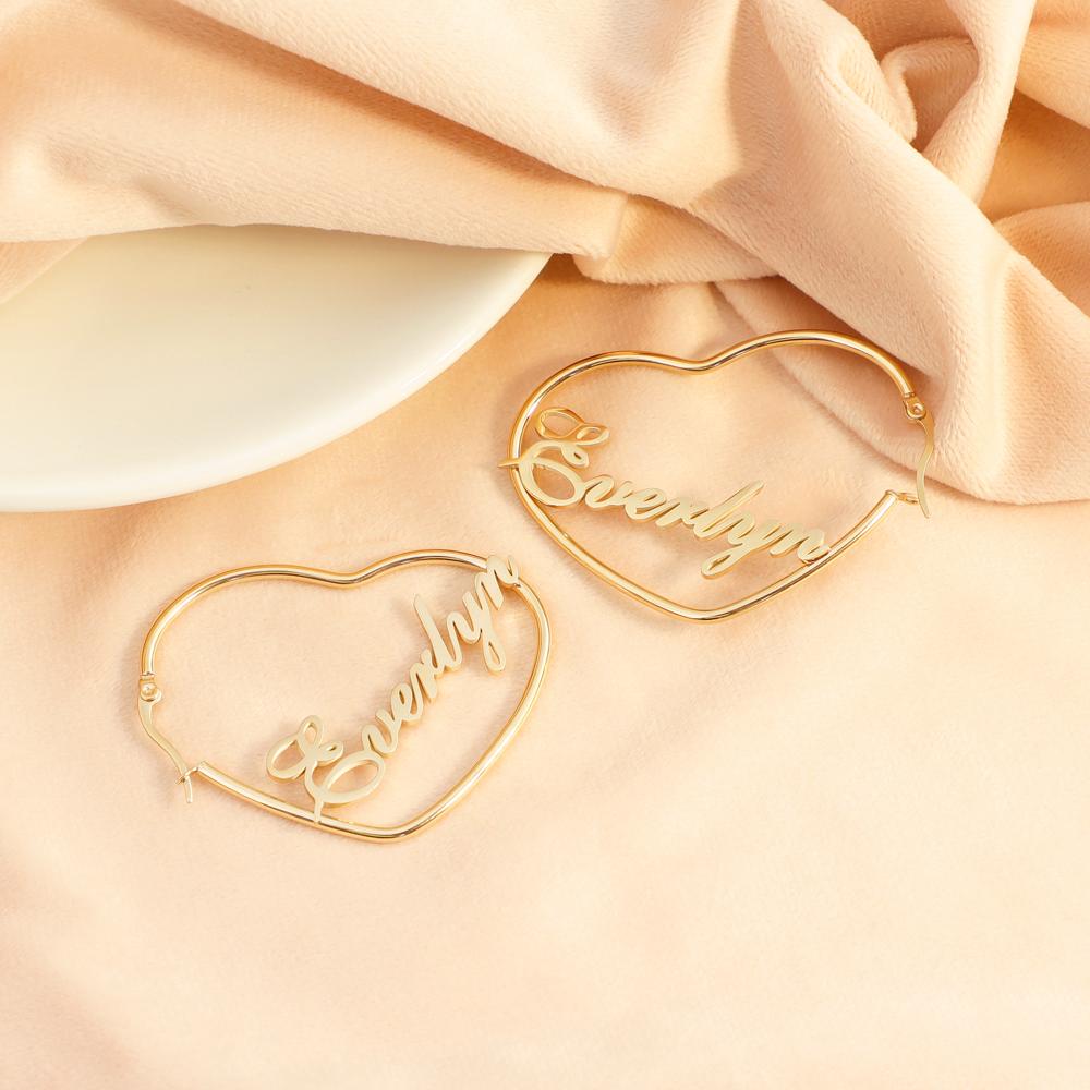 Heart Hoop Name Earrings U Shape Earring V Shape Earring