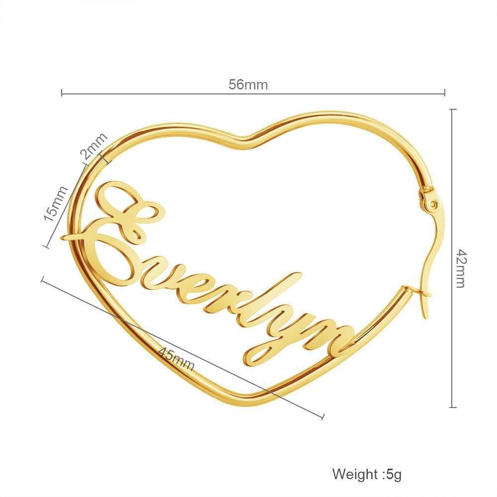 Heart Hoop Name Earrings U Shape Earring V Shape Earring