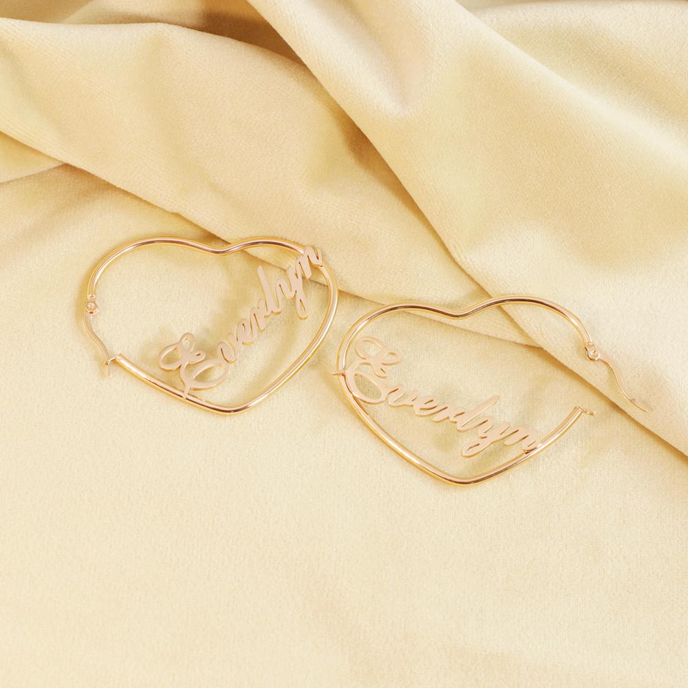 Heart Hoop Name Earrings U Shape Earring V Shape Earring