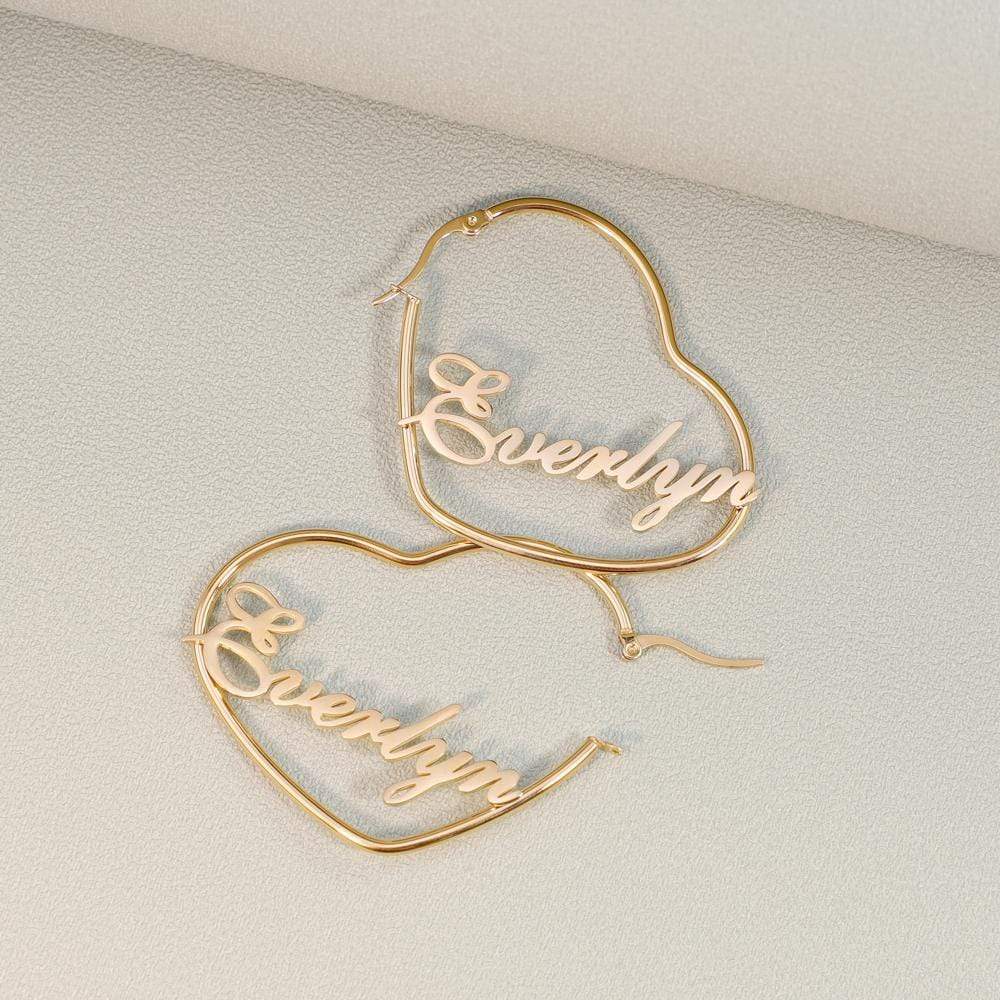 Heart Hoop Name Earrings U Shape Earring V Shape Earring