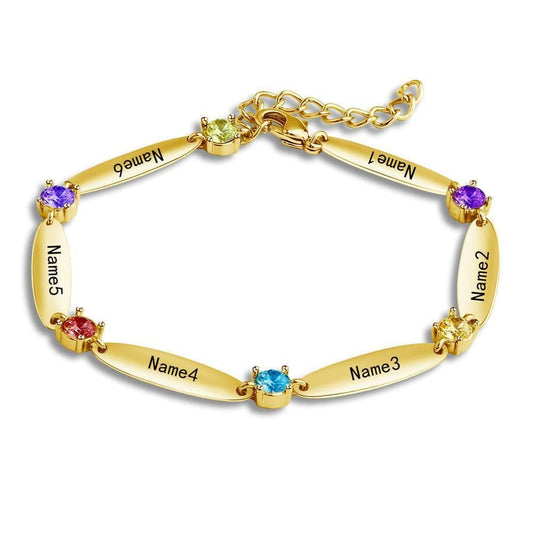 Bracelet with Family Names and Birthstones