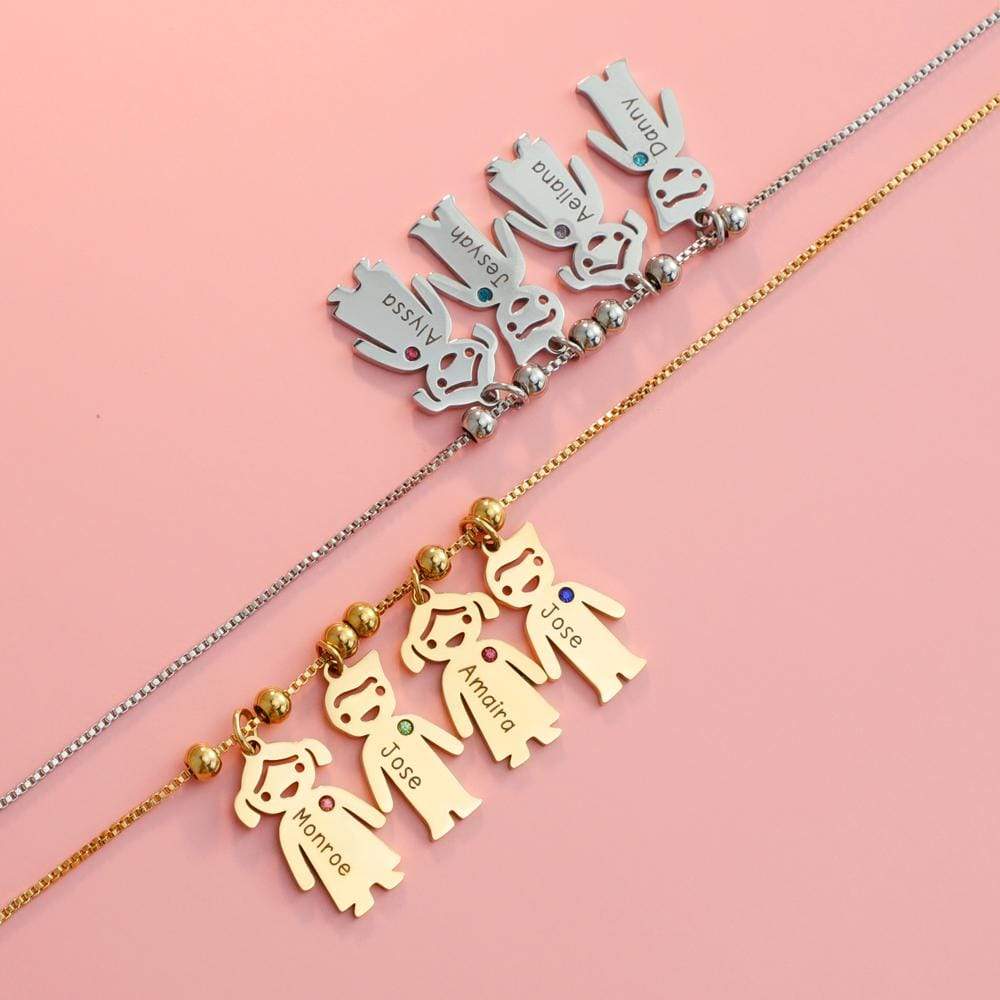 Personalized Children Shape with Birthstone & Name Necklace