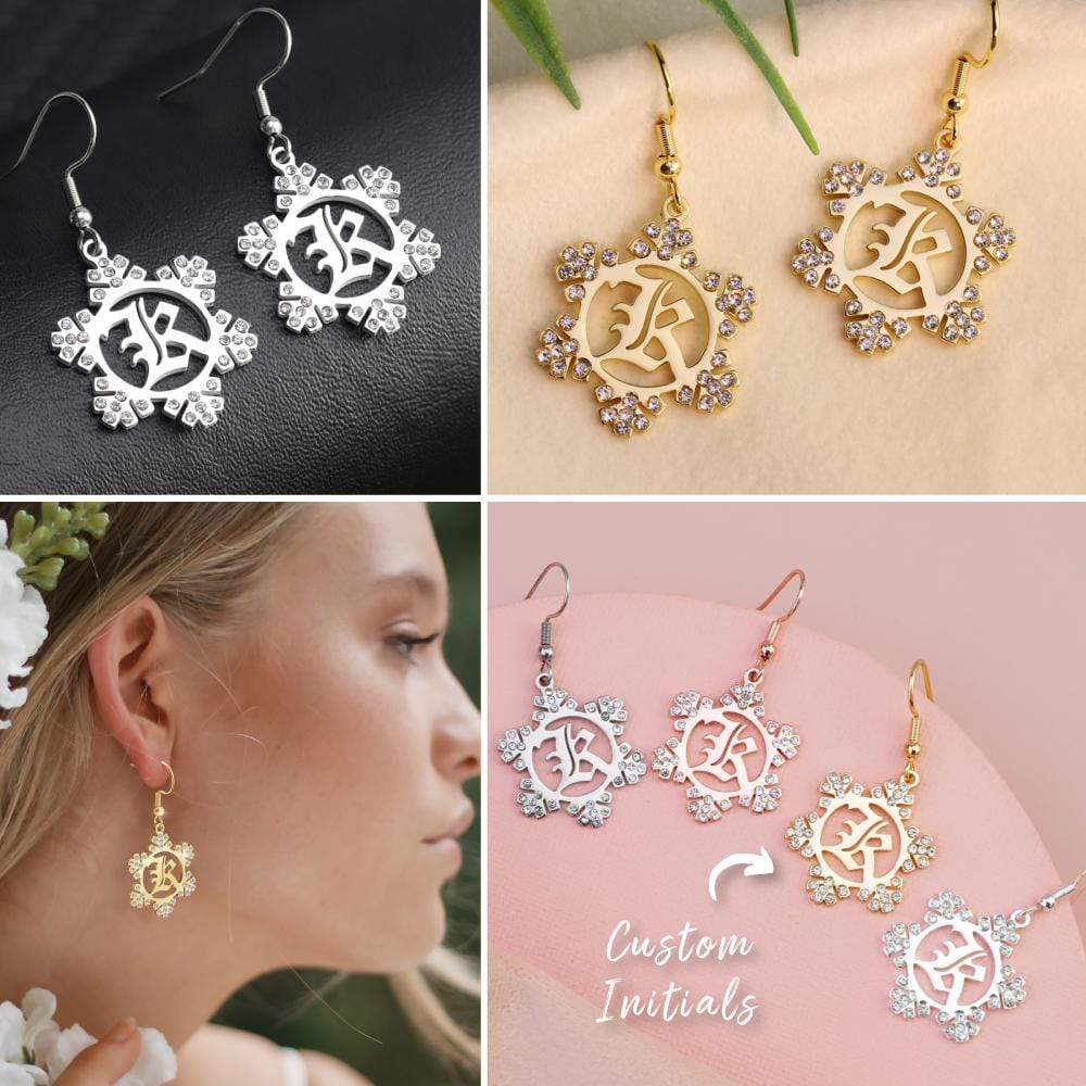 Snowflake Initial Earring