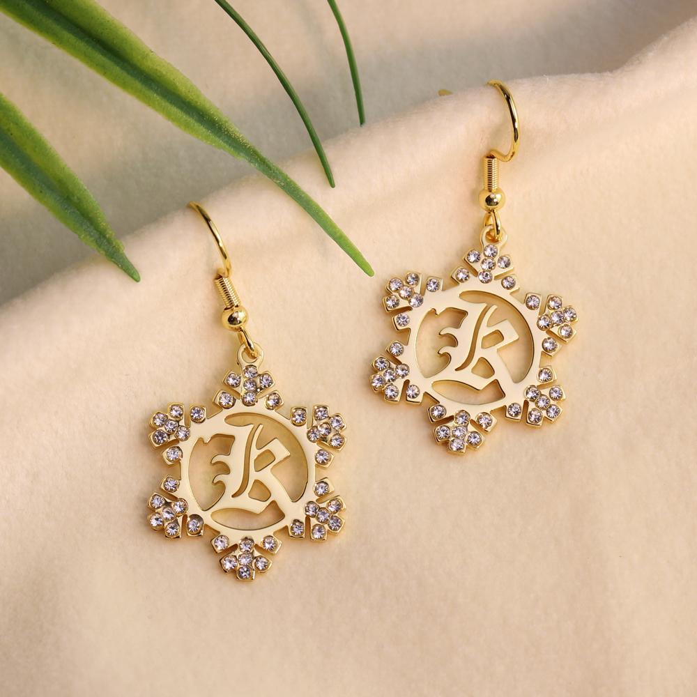 Snowflake Initial Earring