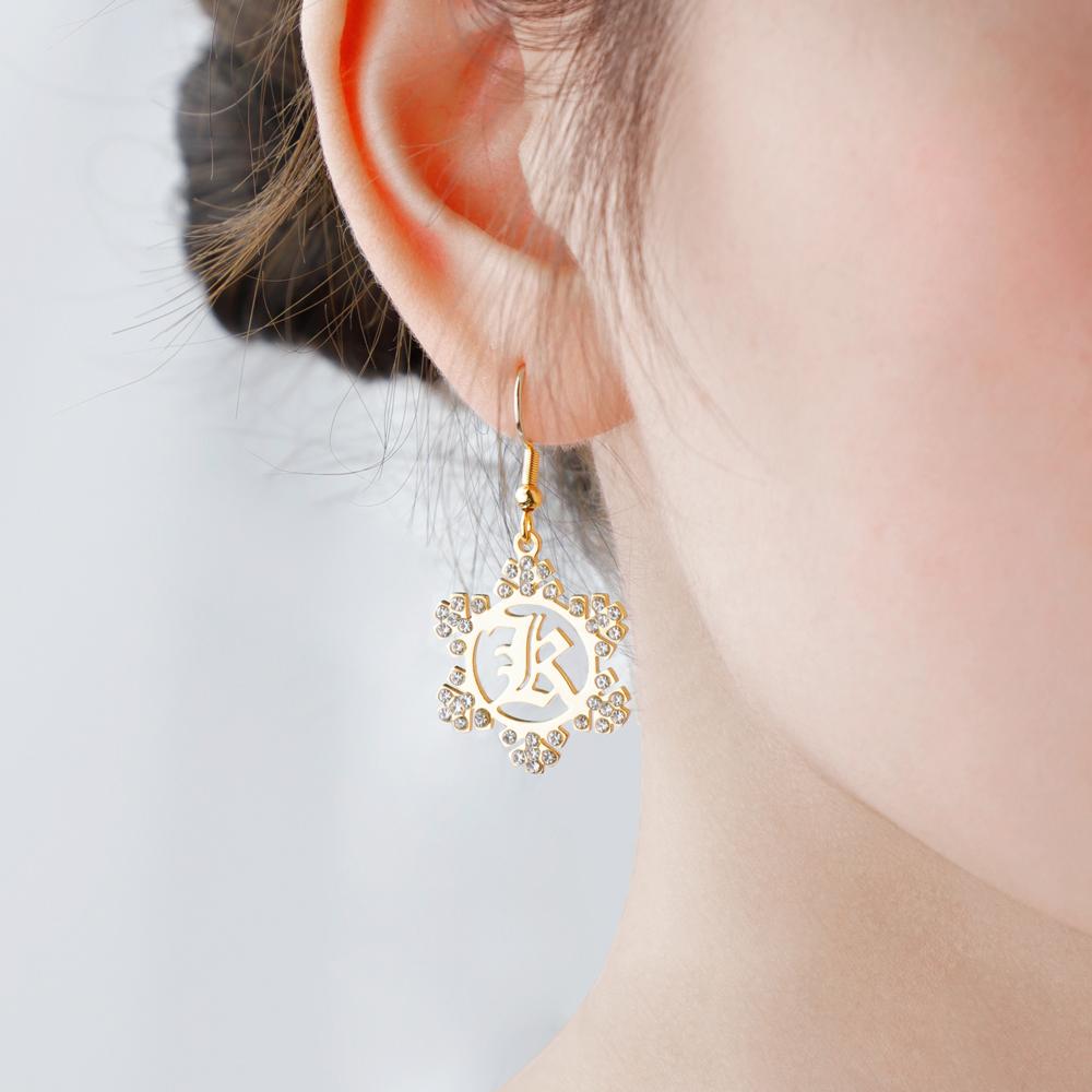 Snowflake Initial Earring