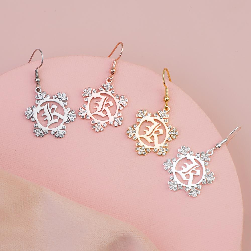 Snowflake Initial Earring