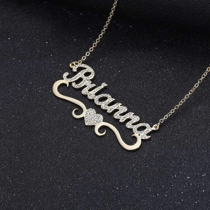 Sparkling Diamond Heart Name Necklace