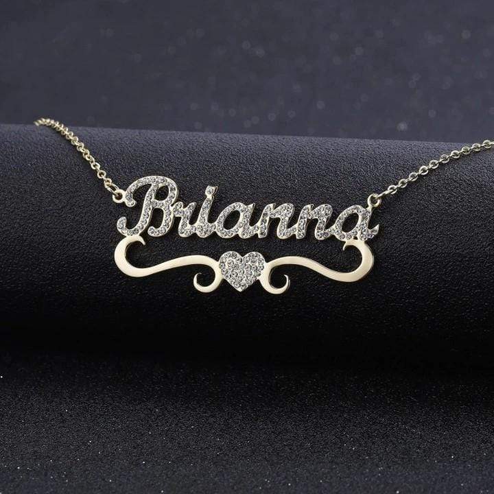 Sparkling Diamond Heart Name Necklace