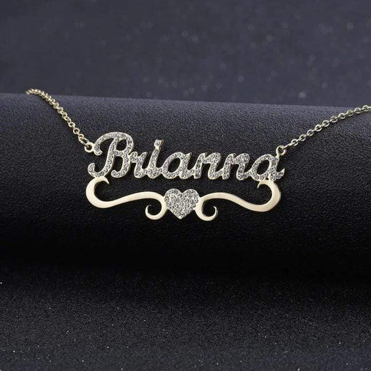 Sparkling Diamond Heart Name Necklace