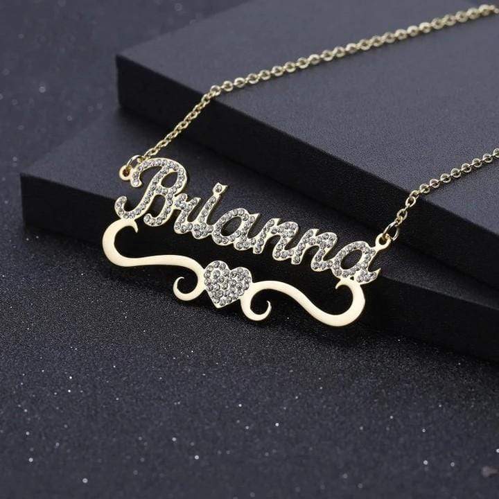 Sparkling Diamond Heart Name Necklace