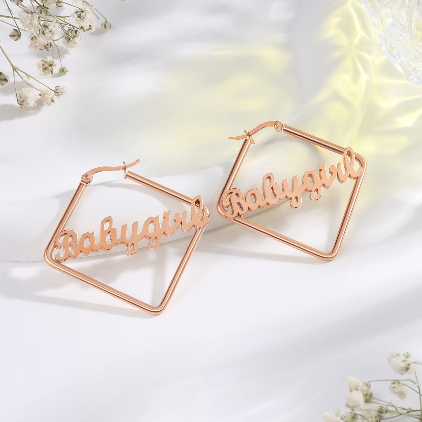 Personalized Classic Rhombus Name Earrings Customized Earrings for Her