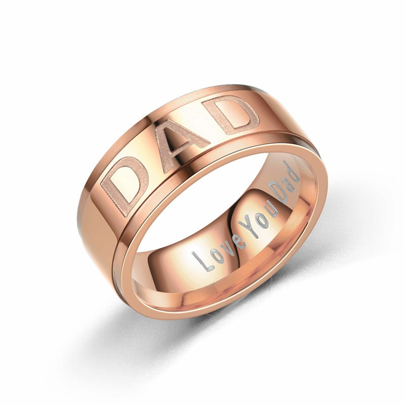 Love You Dad Titanium Steel Ring Father's Day Gift