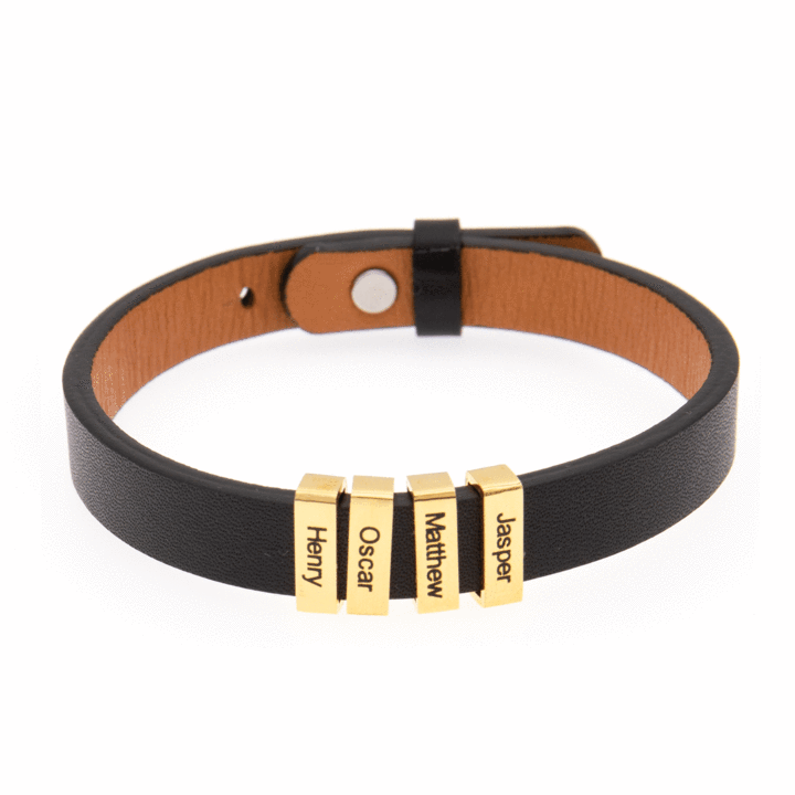 Personalized leather bead male and female bracelets