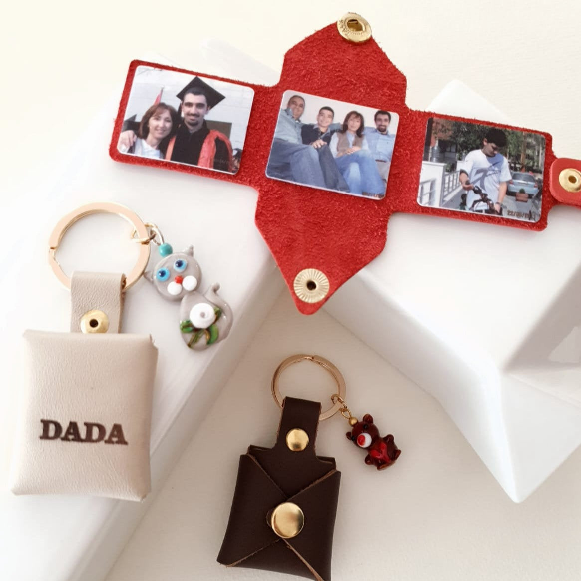 Personalized Photo Leather Envelope Keychain