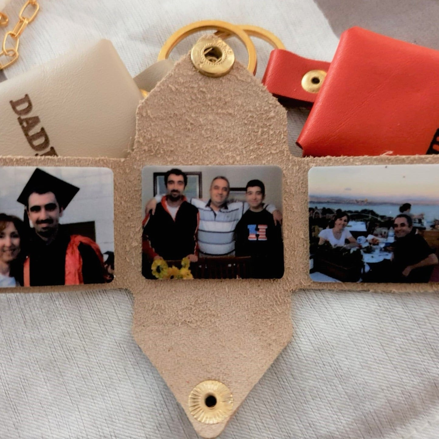 Personalized Photo Leather Envelope Keychain