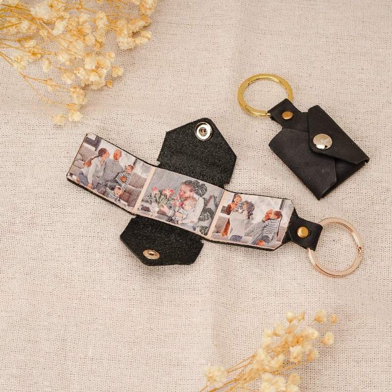 Personalized Photo Leather Envelope Keychain