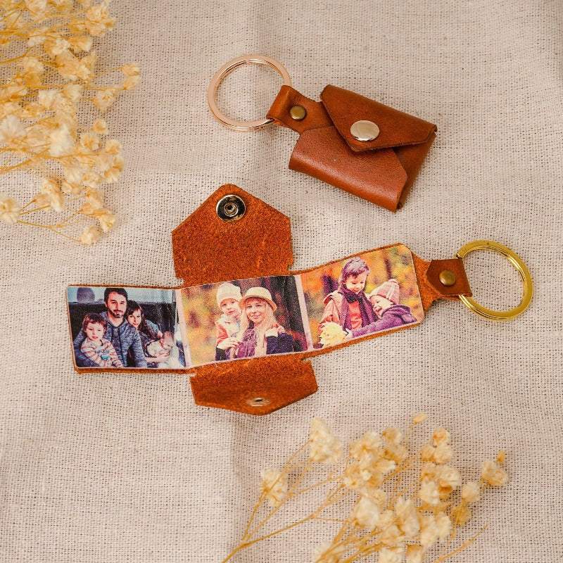 Personalized Photo Leather Envelope Keychain