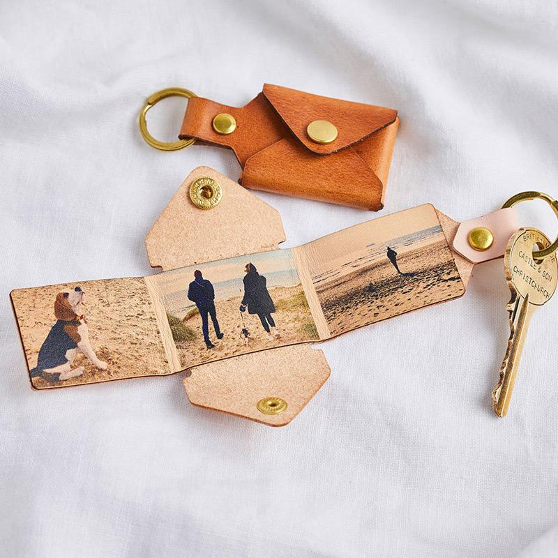 Personalized Photo Leather Envelope Keychain