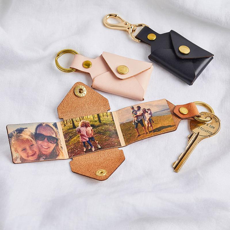 Personalized Photo Leather Envelope Keychain