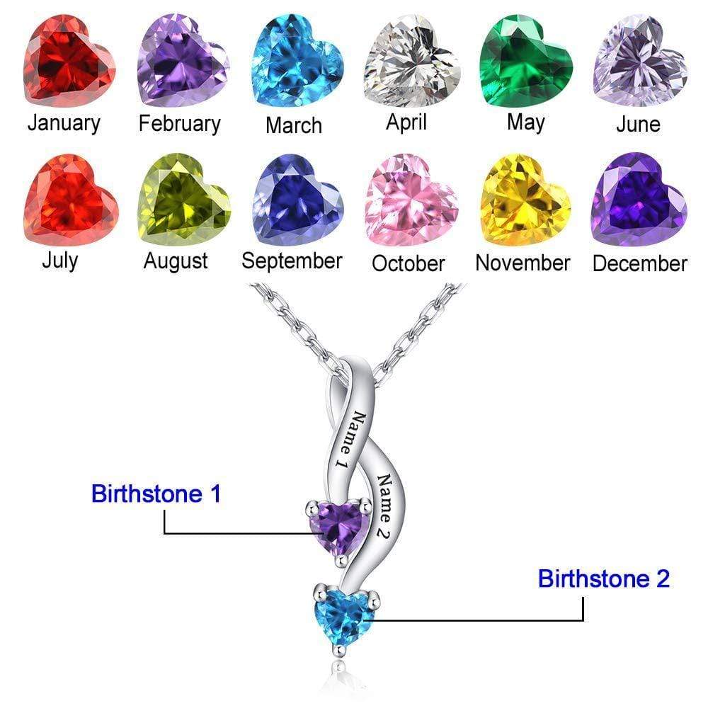 Personalized Couple Names & Birthstones Necklace