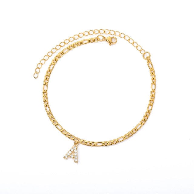 Personalized Initial Cuban Link Anklet