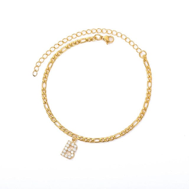 Personalized Initial Cuban Link Anklet