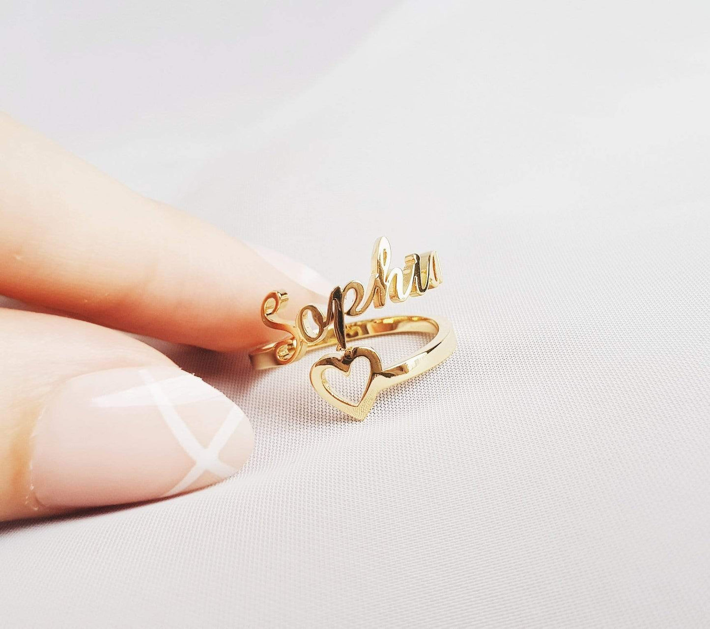 Personalized Name Ring With Heart