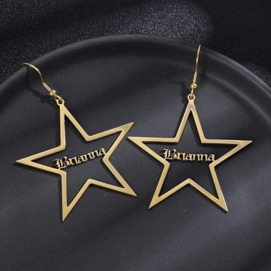 Star Drop Name Earrings