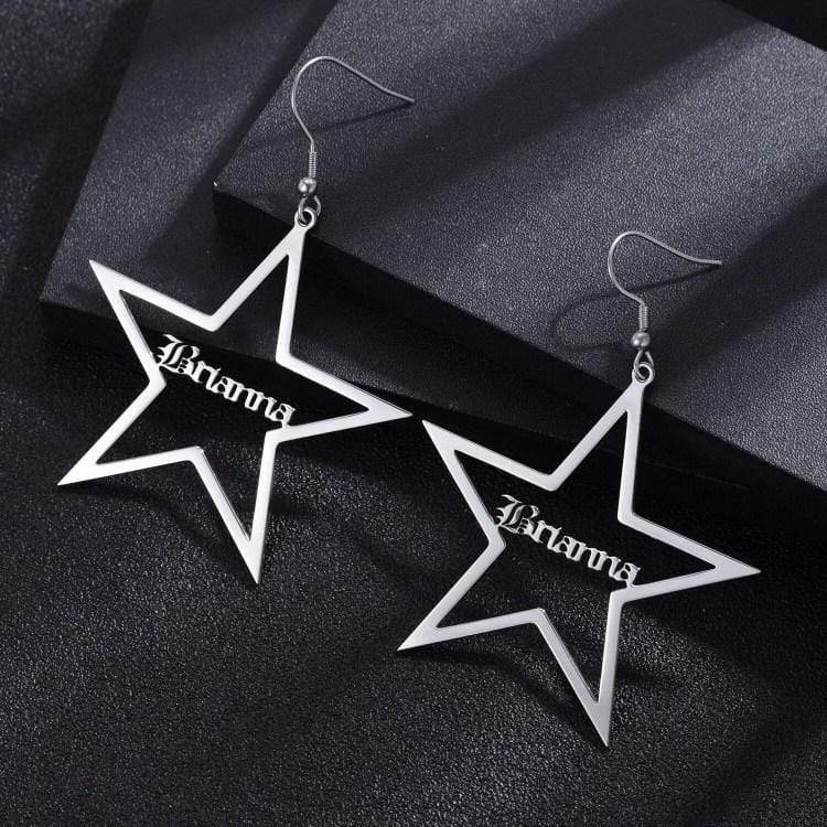 Star Drop Name Earrings