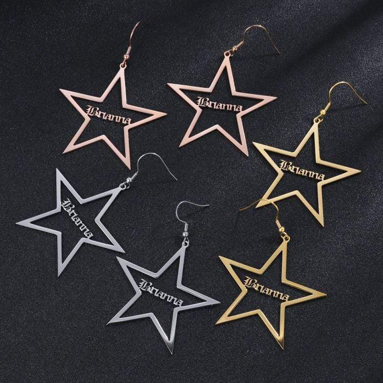 Star Drop Name Earrings