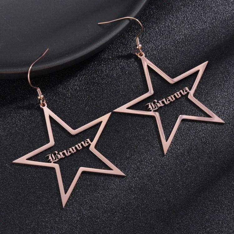 Star Drop Name Earrings