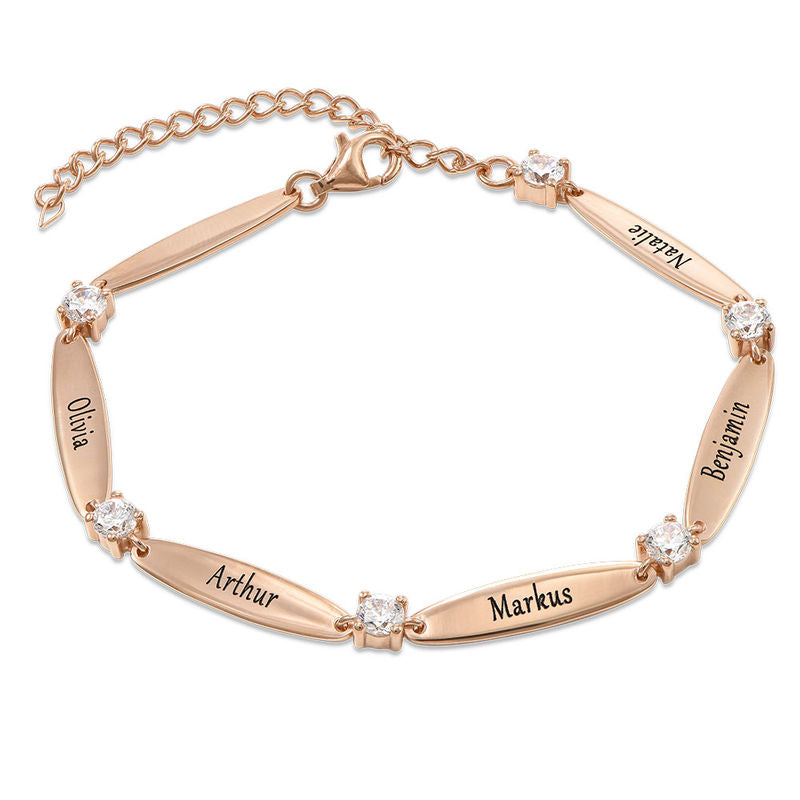 Engraved Bracelet with Cubic Zirconia