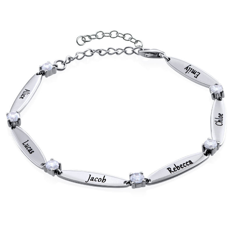 Engraved Bracelet with Cubic Zirconia