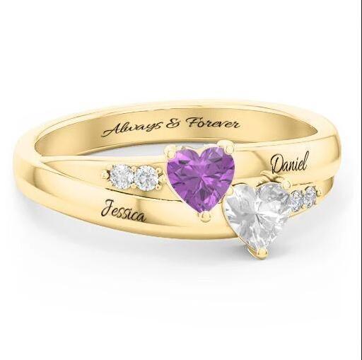 Personalized Heart Birthstone Ring